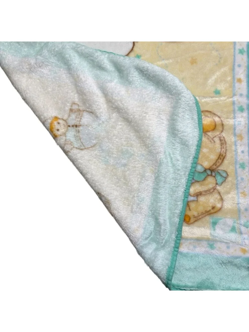 Rare Vintage Novatex Plush Baby Blanket Stork Teddy Bear Lamb Nursery Unisex